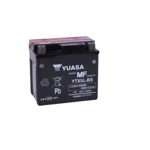 Yuasa YTX5L-BS Maintenance Free AGM 12-Volt Battery w/Bottle